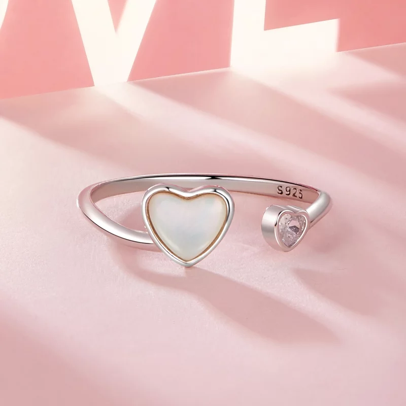 (image pour) Bague ouverte PANDORA Style Cœur Battant en coquille blanche - BSR520-E - Afficher 3