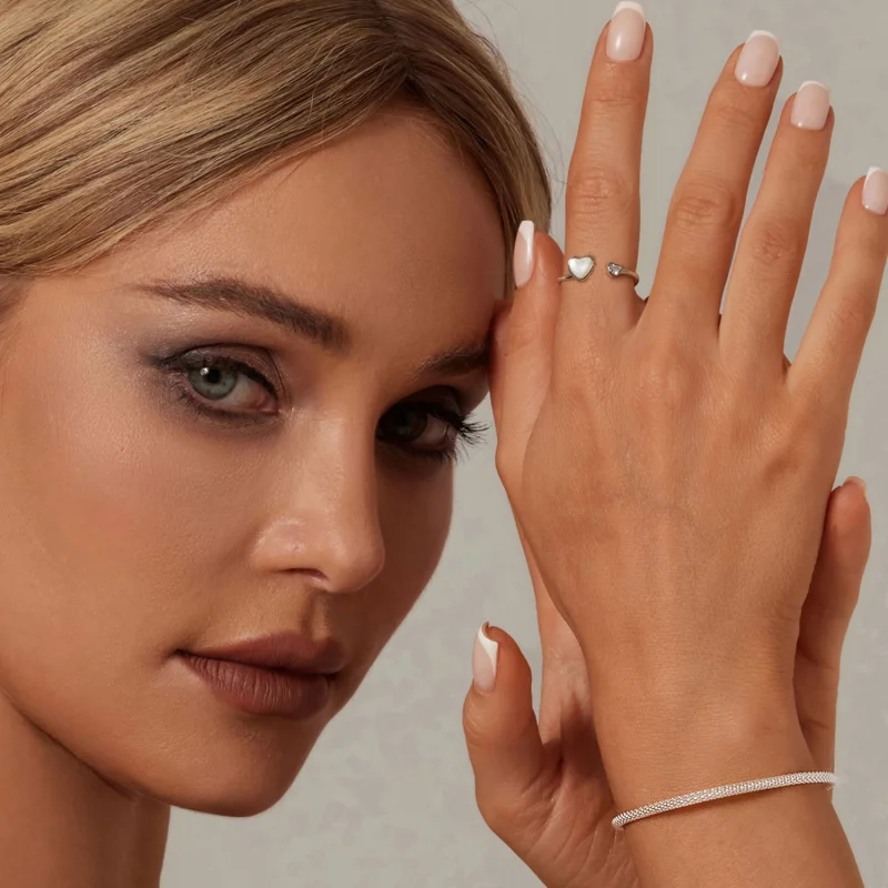 (image pour) Bague ouverte PANDORA Style Cœur Battant en coquille blanche - BSR520-E - Afficher 4
