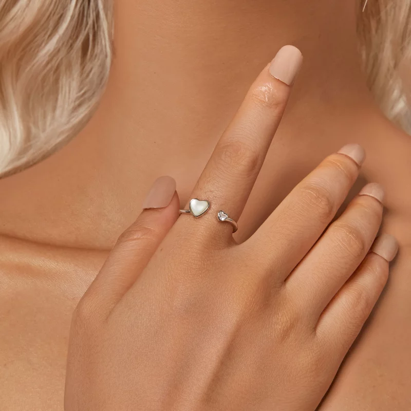 (image pour) Bague ouverte PANDORA Style Cœur Battant en coquille blanche - BSR520-E - Afficher 5