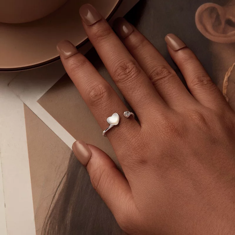 (image pour) Bague ouverte PANDORA Style Cœur Battant en coquille blanche - BSR520-E - Afficher 6
