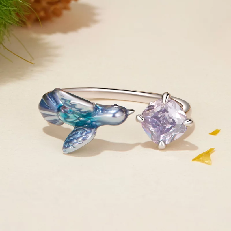 (image pour) Bague ouverte Pétale de Martin-pêcheur PANDORA Style - BSR540-E - Afficher 3