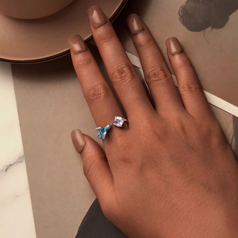 (image pour) Bague ouverte Pétale de Martin-pêcheur PANDORA Style - BSR540-E - Afficher 4