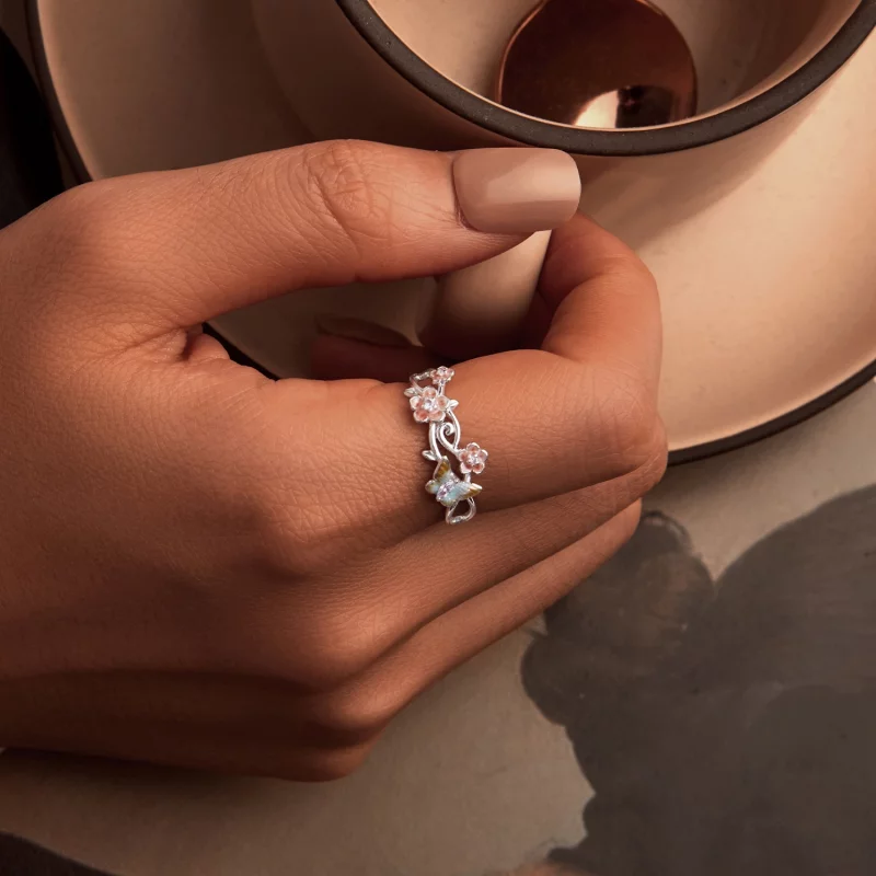 (image pour) Bague ouverte romantique papillon de cerisier style PANDORA - BSR538-E - Afficher 5