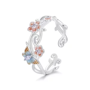 (image pour) Bague ouverte romantique papillon de cerisier style PANDORA - BSR538-E