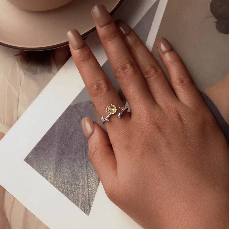 (image pour) Bague ouverte tournesol style PANDORA - BSR549-E - Afficher 4