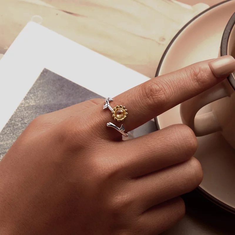 (image pour) Bague ouverte tournesol style PANDORA - BSR549-E - Afficher 5