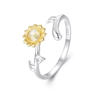 Bague ouverte tournesol style PANDORA - BSR549-E (image pour) Bague ouverte tournesol style PANDORA - BSR549-E