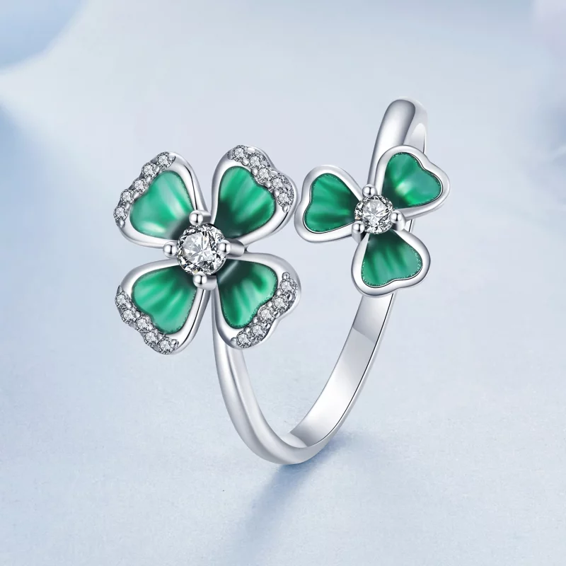 (image pour) Bague ouverte trèfle à quatre feuilles style PANDORA - BSR528-E - Afficher 2