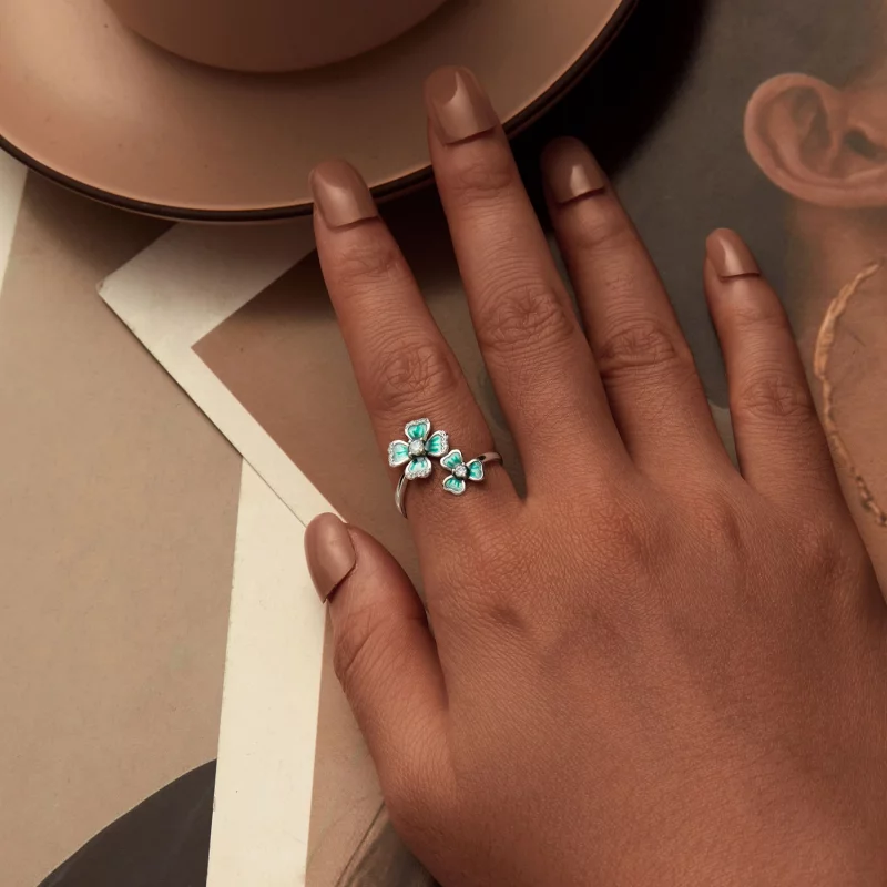 (image pour) Bague ouverte trèfle à quatre feuilles style PANDORA - BSR528-E - Afficher 6