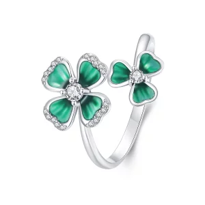 (image pour) Bague ouverte trèfle à quatre feuilles style PANDORA - BSR528-E