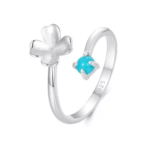 (image pour) Bague ouverte trèfle à quatre feuilles style PANDORA - SCR1023-E
