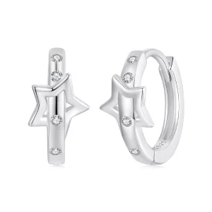(image pour) Boucles d'oreille à boucle en forme d'étoile style PANDORA - SCE1726