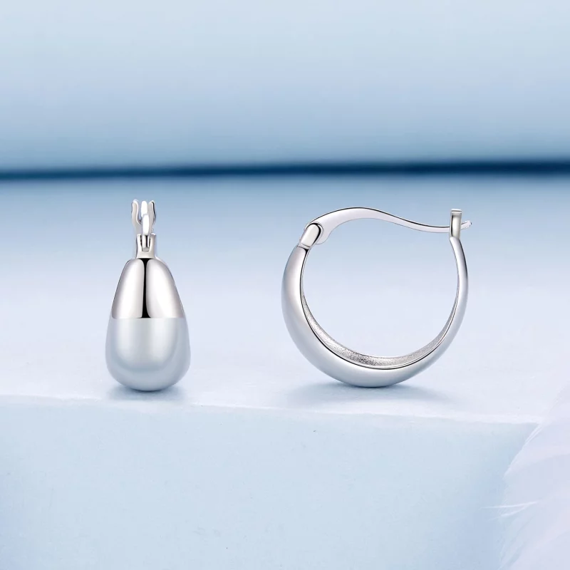 (image pour) Boucles d'oreille à boucle métallique robuste style PANDORA - BSE967 - Afficher 2