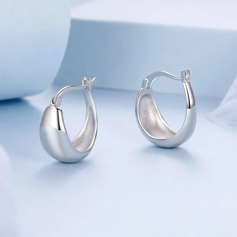 (image pour) Boucles d'oreille à boucle métallique robuste style PANDORA - BSE967 - Afficher 3