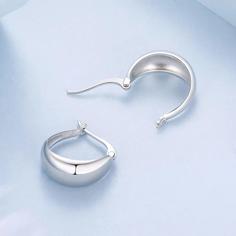 (image pour) Boucles d'oreille à boucle métallique robuste style PANDORA - BSE967 - Afficher 4