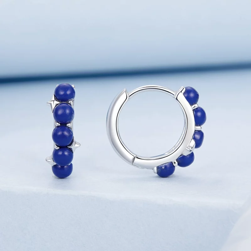 (image pour) Boucles d'oreille boule bleue style PANDORA - BSE984 - Afficher 2