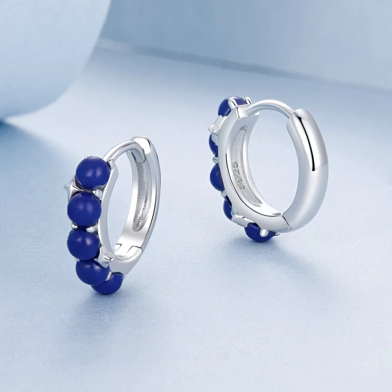 (image pour) Boucles d'oreille boule bleue style PANDORA - BSE984 - Afficher 3