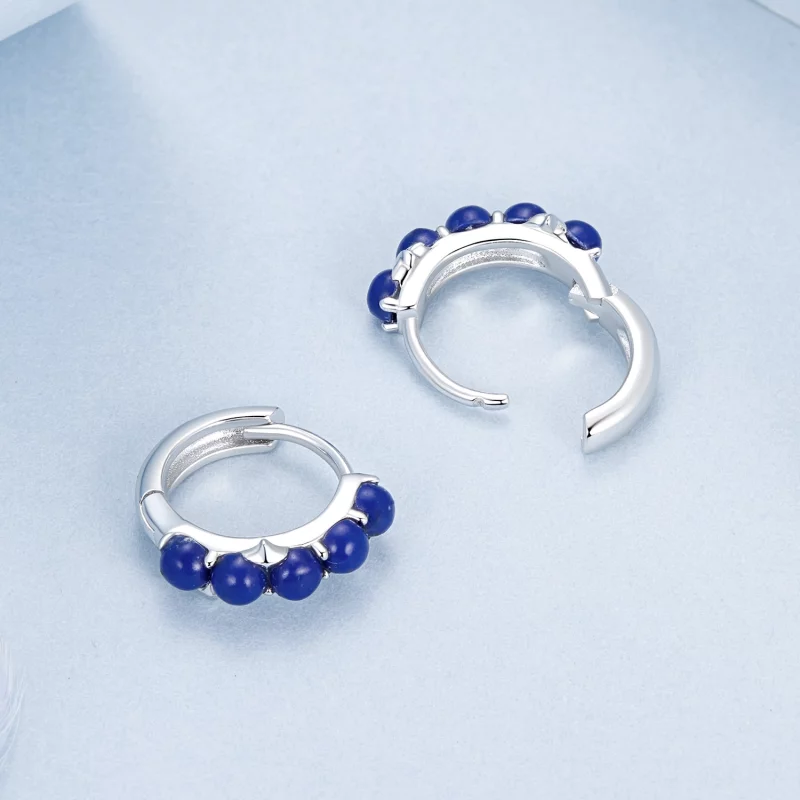 (image pour) Boucles d'oreille boule bleue style PANDORA - BSE984 - Afficher 4