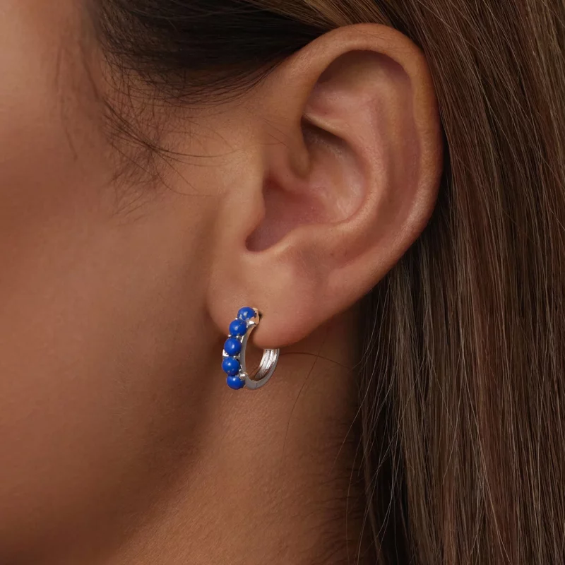 (image pour) Boucles d'oreille boule bleue style PANDORA - BSE984 - Afficher 5