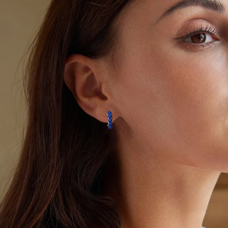 (image pour) Boucles d'oreille boule bleue style PANDORA - BSE984 - Afficher 7