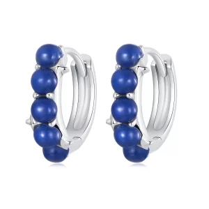 (image pour) Boucles d'oreille boule bleue style PANDORA - BSE984