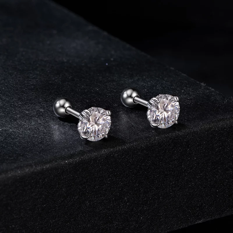 (image pour) Boucles d'oreilles à bille filetée style PANDORA avec motif Moissanite (Deux cer - Afficher 2