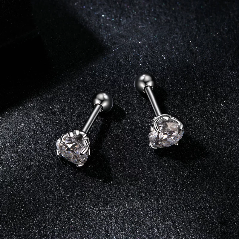 (image pour) Boucles d'oreilles à bille filetée style PANDORA avec motif Moissanite (Deux cer - Afficher 3