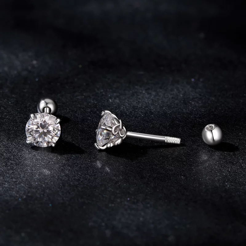(image pour) Boucles d'oreilles à bille filetée style PANDORA avec motif Moissanite (Deux cer - Afficher 4