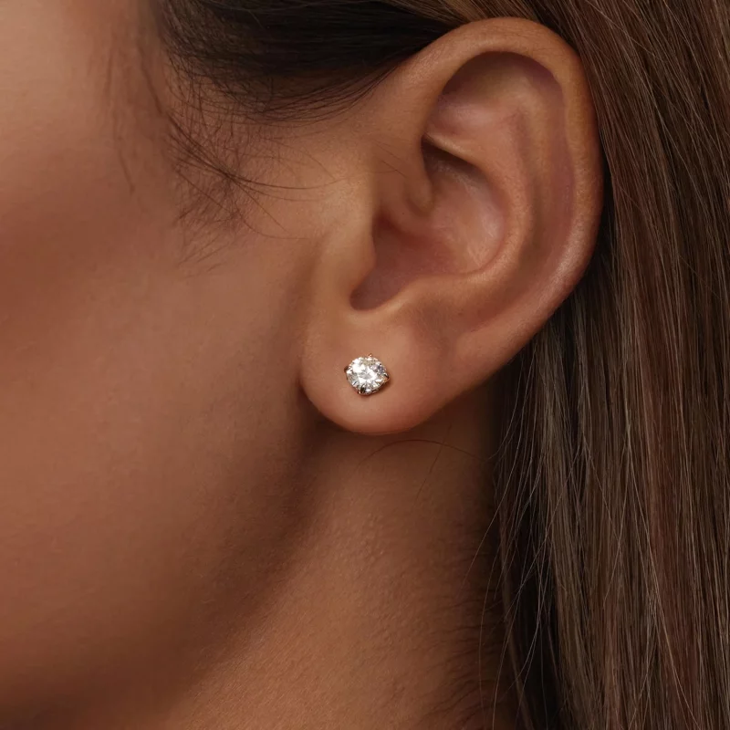 (image pour) Boucles d'oreilles à bille filetée style PANDORA avec motif Moissanite (Deux cer - Afficher 5