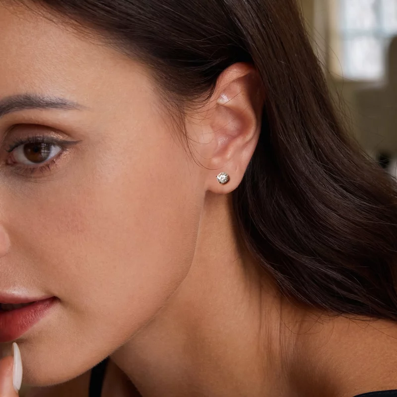 (image pour) Boucles d'oreilles à bille filetée style PANDORA avec motif Moissanite (Deux cer - Afficher 7