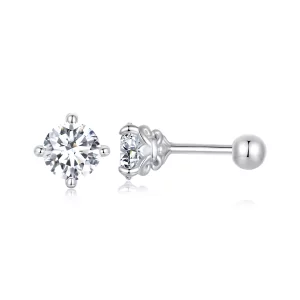 (image pour) Boucles d'oreilles à bille filetée style PANDORA avec motif Moissanite (Deux certificats) - MSE050