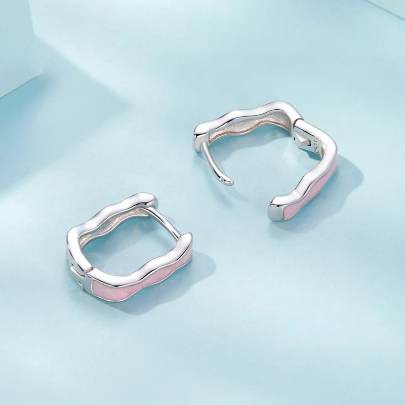 (image pour) Boucles d'oreilles carrées roses style PANDORA - SCE1709 - Afficher 4