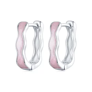 (image pour) Boucles d'oreilles carrées roses style PANDORA - SCE1709