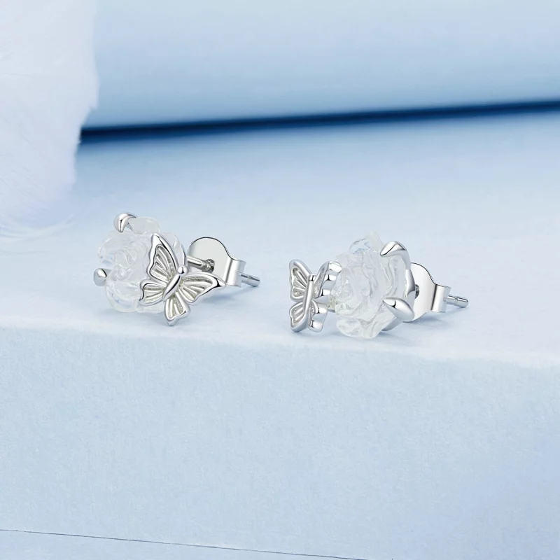 (image pour) Boucles d'oreilles à clou Rose à changement de couleur photosensible de style PA - Afficher 2