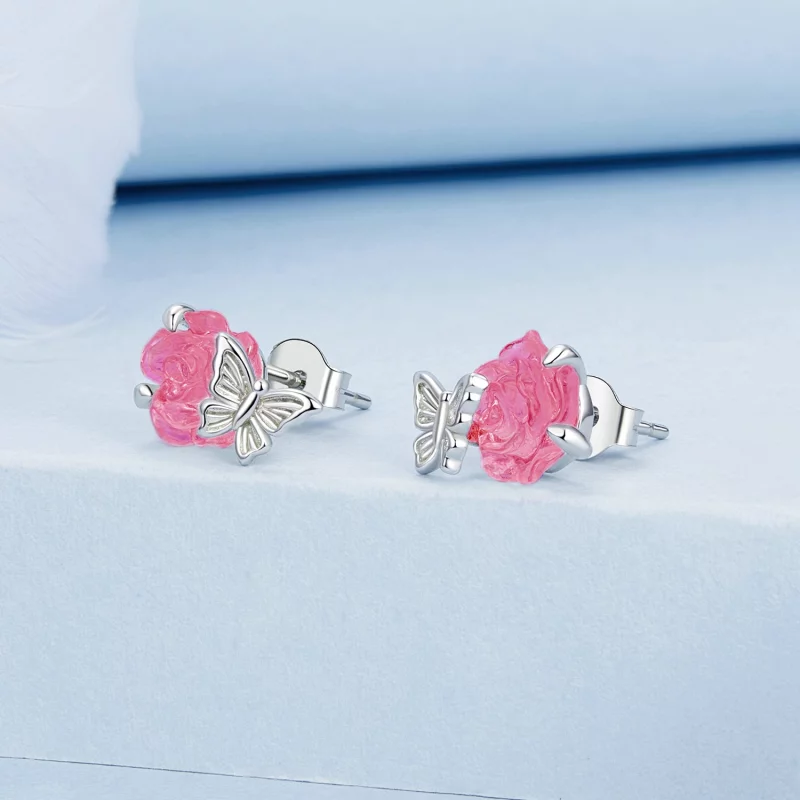 (image pour) Boucles d'oreilles à clou Rose à changement de couleur photosensible de style PA - Afficher 3