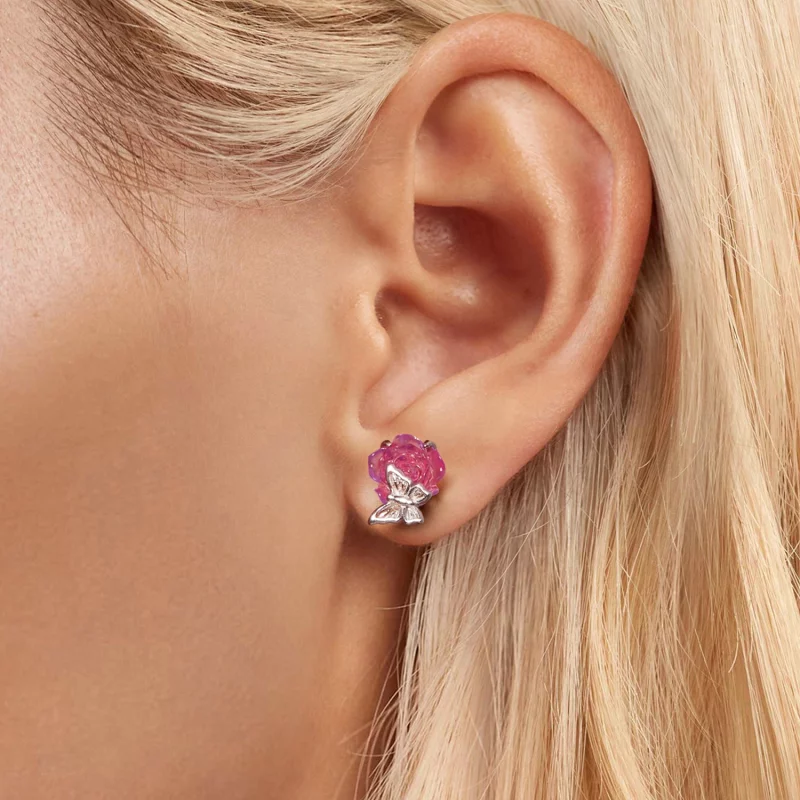 (image pour) Boucles d'oreilles à clou Rose à changement de couleur photosensible de style PA - Afficher 7
