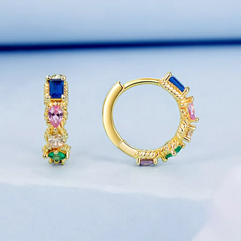 (image pour) Boucles d'oreilles colorées style PANDORA - BSE974 - Afficher 2