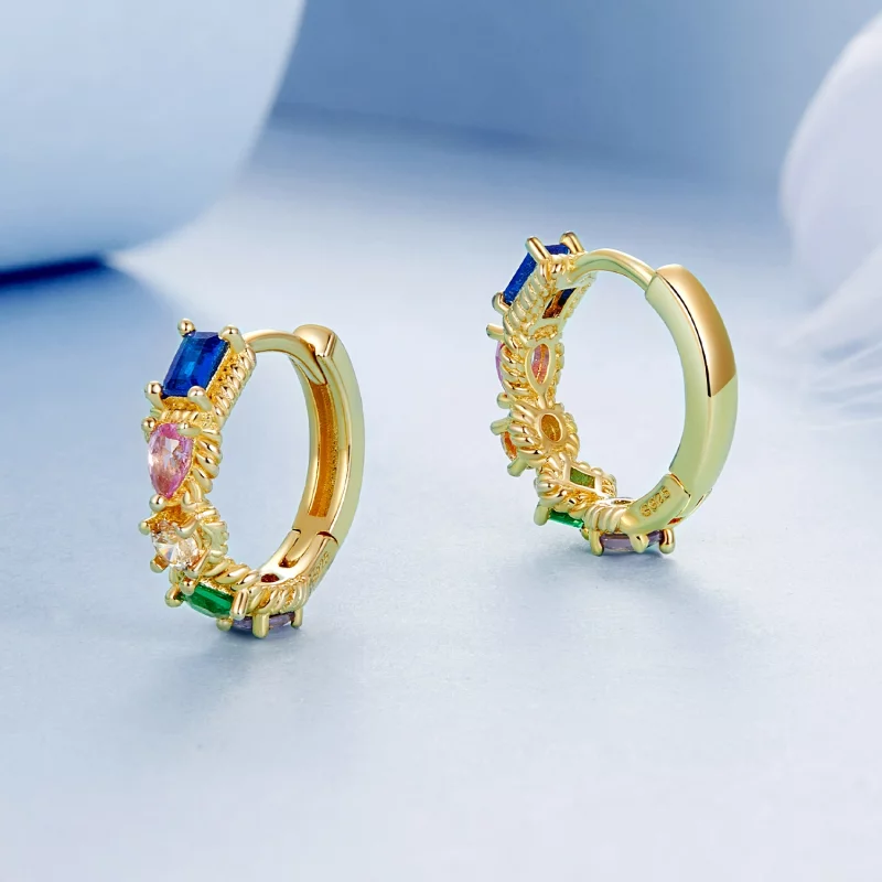 (image pour) Boucles d'oreilles colorées style PANDORA - BSE974 - Afficher 3