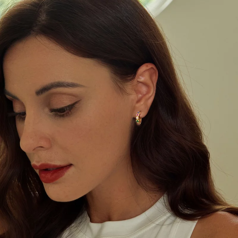 (image pour) Boucles d'oreilles colorées style PANDORA - BSE974 - Afficher 6