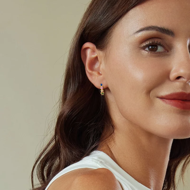 (image pour) Boucles d'oreilles colorées style PANDORA - BSE974 - Afficher 7