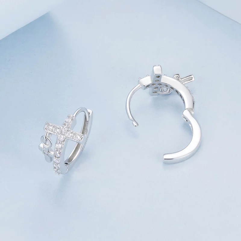 (image pour) Boucles d'oreilles croix style PANDORA - BSE1002 - Afficher 4