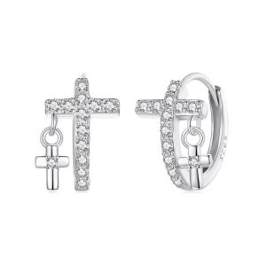 (image pour) Boucles d'oreilles croix style PANDORA - BSE1002