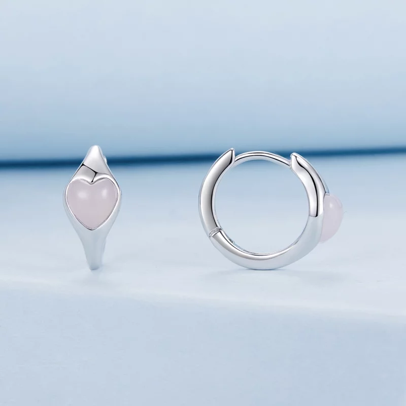 (image pour) Boucles d'oreilles cœur rose style PANDORA - BSE1000 - Afficher 2
