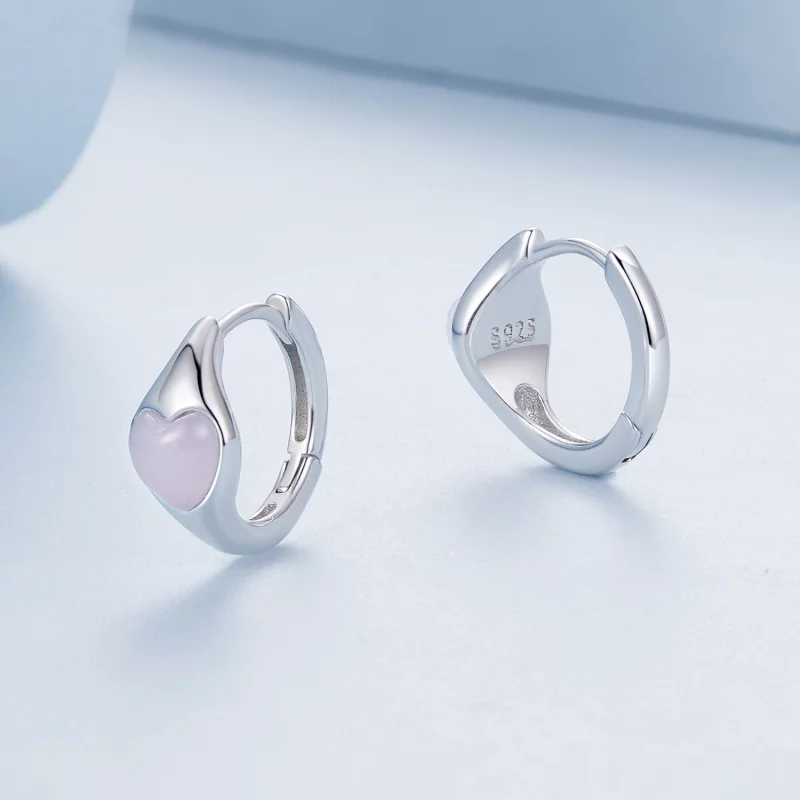 (image pour) Boucles d'oreilles cœur rose style PANDORA - BSE1000 - Afficher 3