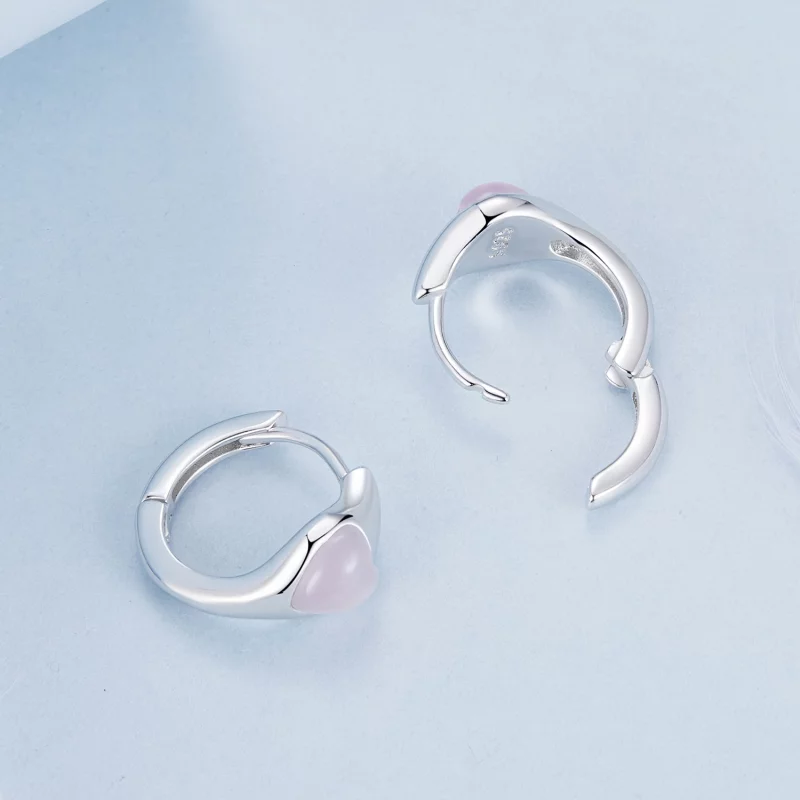 (image pour) Boucles d'oreilles cœur rose style PANDORA - BSE1000 - Afficher 4