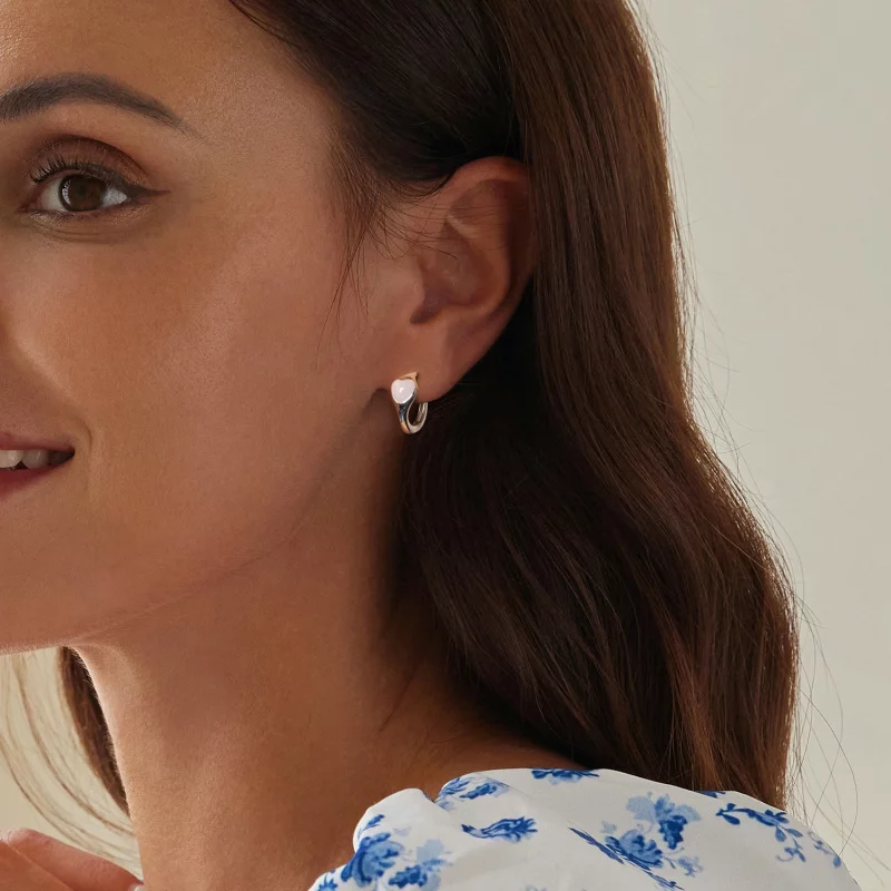 (image pour) Boucles d'oreilles cœur rose style PANDORA - BSE1000 - Afficher 8