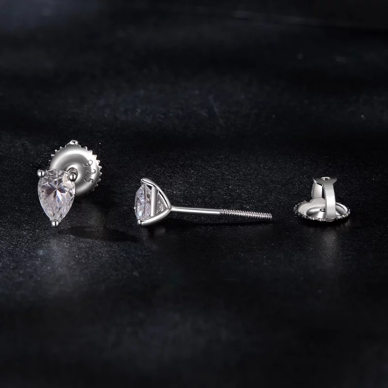 (image pour) Boucles d'oreilles Moissanite en forme de goutte d'eau style PANDORA (Deux certi - Afficher 4