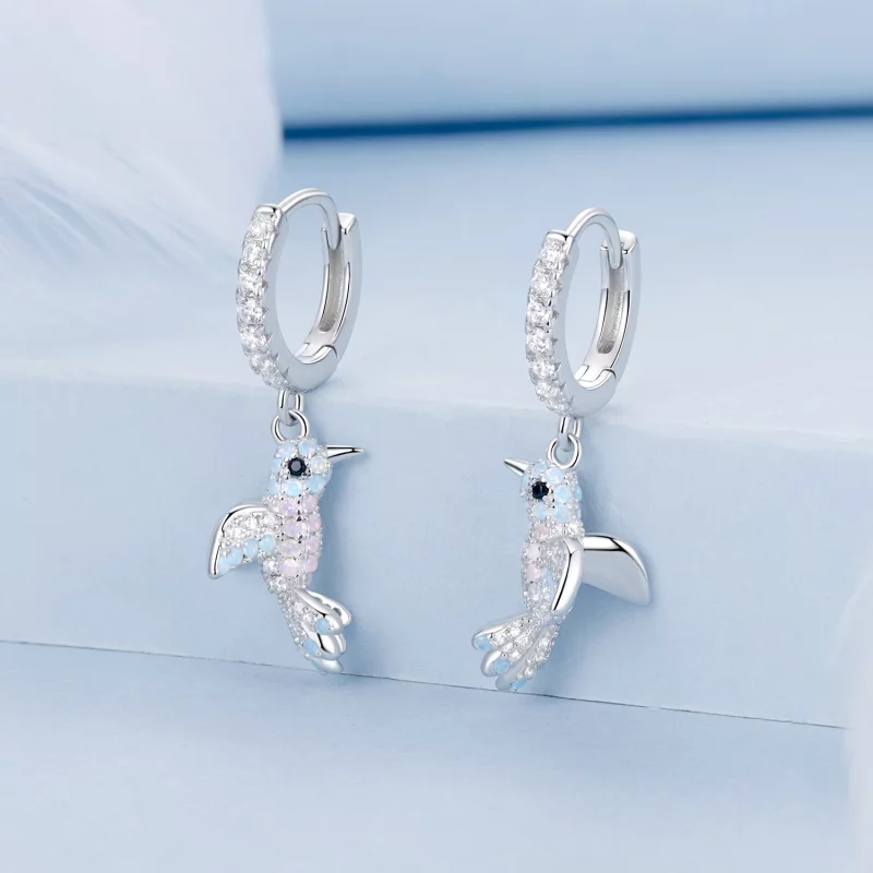 (image pour) Boucles d'oreilles Oiseau entièrement serties Style PANDORA - BSE991 - Afficher 2