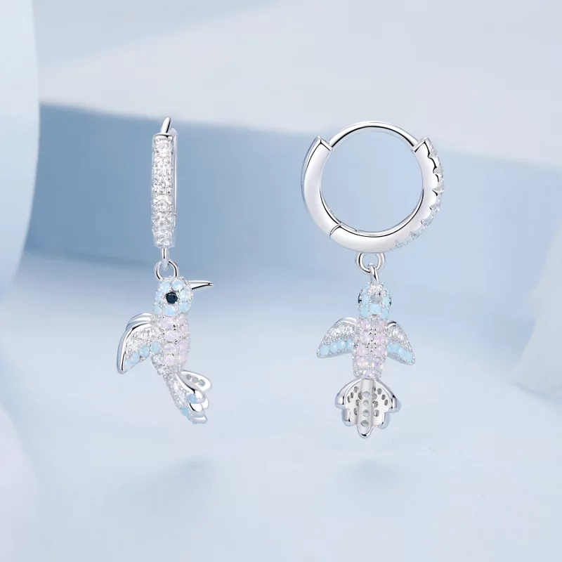 (image pour) Boucles d'oreilles Oiseau entièrement serties Style PANDORA - BSE991 - Afficher 3
