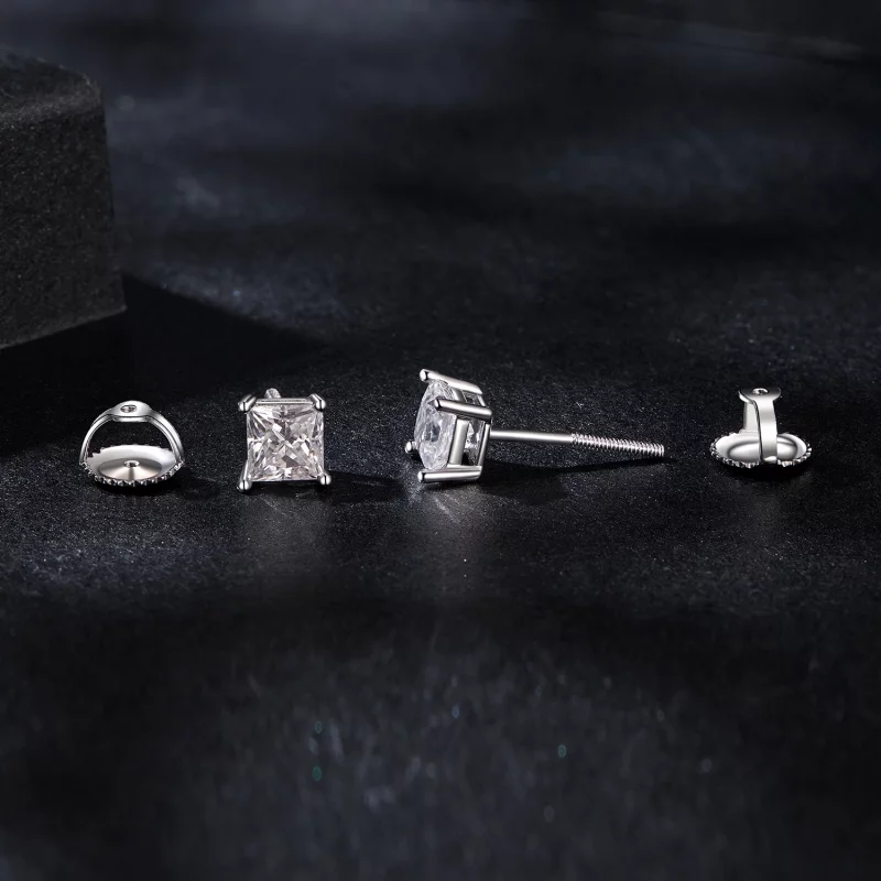 (image pour) Boucles d'oreilles Princesse Moissanite Style PANDORA (Deux Certificats) - MSE04 - Afficher 4